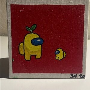 Yellow Among us character handmade Canvas Art
